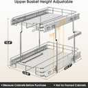 Delamu 14" W X 21" D Pull Out Cabinet Organizer, 2 Tier Heavy Duty Cabinet Shelf Organizers, Cabinet Slide Out Shelves for Kitchen, Pantry and Bathroom, Silver