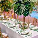 350 Pcs Tropical Wedding Bridal Shower Paper Plate Palm leaf Napkin Cup Hibiscus flower Disposable Tableware Set With Knives Fork Cheers to Love Bachelorette Party Favor for 50 Guest