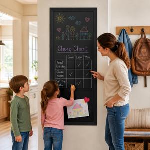 Ilyapa Extra Large Magnetic Chalkboard Sign, 57x25 - Black Metal, Wall | Hanging Sandwich Menu Board, For Restaurant, Food Truck or Kitchen, For First Day of School Signs, Metal Construction