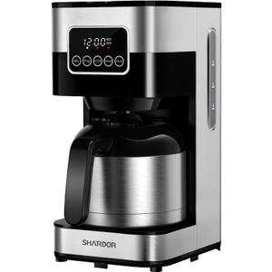 SHARDOR Programmable Coffee Maker with Thermal Carafe, Drip Coffee Machine with Timer, 8-Cup Coffee Pot with Pause & Serve, Regular & Strong Brew, Auto Shut Off, Touch-Screen, Black & Stainless Steel