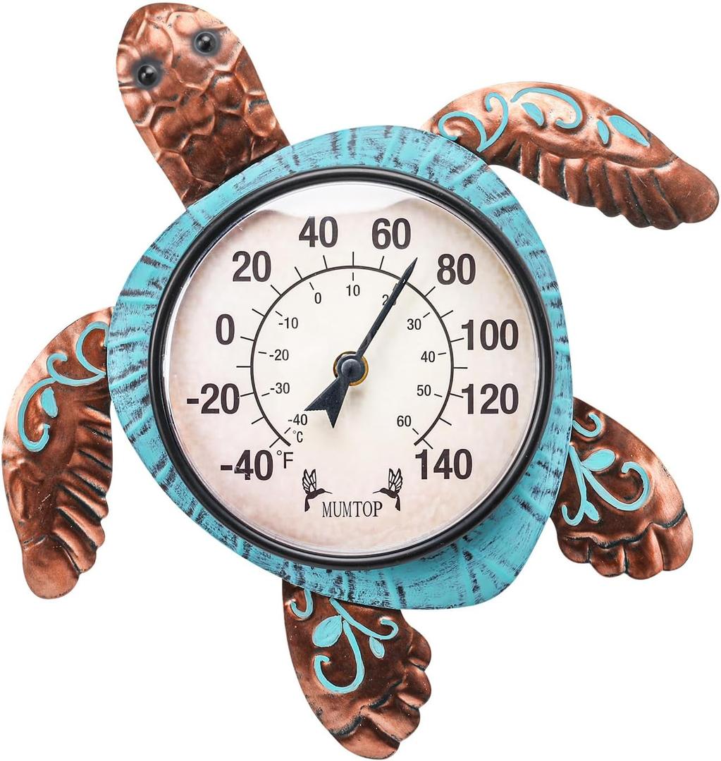 MUMTOP Outdoor Thermometer, Turtle Outside Wall Thermometer for Patio Yard Garden