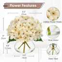 Hollyone Fall Hydrangea Artificial Flowers for Decoration with Glass Vase White Silk Fake Flower Arrangement with Faux Water Autumn Table Centerpiece Vase with Flowers Fall Decorations for Home