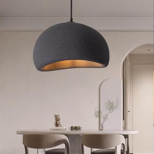 19.7 Inch Pendant Light Fixture for Kitchen Island Dining Room,Japanese Wabi-Sabi Style Bird Nest Shape Hanging Lamp,Black