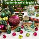 Dolicer 80 Pcs Christmas Tree Ornaments Vintage Christmas Ball Ornaments Set Green Red Glitter Christmas Decorations Shatterproof Large Hanging Ornament for Xmas Tree Holiday Party