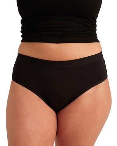 Saalt EveryWear Cotton Brief - Leakproof Period Underwear - Mid-Rise, Full Coverage Womens Underwear - Reusable & Washable - Replaces 3 Pads or 4 Tampons - X-Small, Volcanic Black