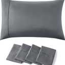 Bedsure Queen Pillow Cases Set of 4 - Dark Grey Brushed Microfiber Pillowcases 4 Pack, Super Soft Pillow Case Covers with Envelope Closure for Kids, Wrinkle, Fade Resistant, 20x30 Inches