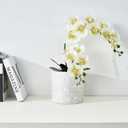 Sherika 38 Inch Orchid Artificial Flowers Real Touch Latex Fake Phalaenopsis Orchid Branches 9 Large Blooms, Faux Orchids Stems for Home Office Wedding Decoration(Green White, 2PCS)