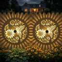 Gardsee Solar Fence Lights Outdoor 2 Pack Deck Step Wall Lights Butterfly Metal Waterproof LED Warm Yellow Light for Garden Post Patio Backyard Yard Decor (Black 2)