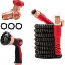 Pocket Hose 25 FT Copper Head Expandable Garden Hose with Pocket Pivot, No Tangles, AS SEEN ON TV, 360 Swivel, Tri-Tex Tubing, Force Field Jacket, Lead-Free, No-Kink, Anti-Burst w/APT