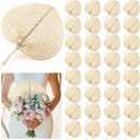 BBTO 32 Pieces Woven Bamboo Fans Handmade Hand Weaving Handheld Natural Raffia Hand Fans Bulk for Indoor Outdoor Summer Cooling Supplies Farmhouse Wall Decor Wedding Party Favors