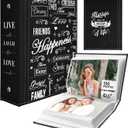 Slohif Photo Album 4x6 Pictures Leather Small Memory Book Keepsake for Family Wedding Postcard 100 Pockets Personalized Couples Photobook for Engagement Travel Vacation Birthday Honeymoon Happiness