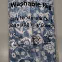 Vintage Entryway Rug 2x3, Blue and White Washable Accent Rug, Non-Slip Small Area Carpet, Floral Print Faux Wool Soft Door Mat for Indoor Entrance, Front Door, Kitchen, Bedside