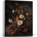 Voxitura Vintage Fall Floral Wall Art Canvas, Rustic Farmhouse Wildflower Wall Decor Living Room Bathroom, Autumn Moody Paintings Pictures Prints Framed Decorations for Bedroom Thanksgiving 12x15in