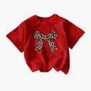 Girl's Graphic Tee Shirt Short Sleeve Round Neck Preppy Casual Trendy Cute Summer Tops M, Red
