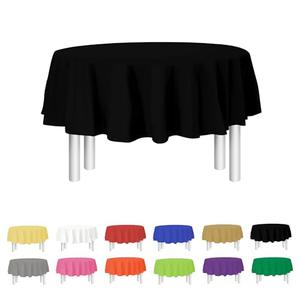 Party Dimensions Black Disposable Plastic Tablecloth for Round Tables (12 Pack) 84 inches Table Cloths for Parties, Events & Weddings, Indoors & Outdoors, Plastic Table Cover