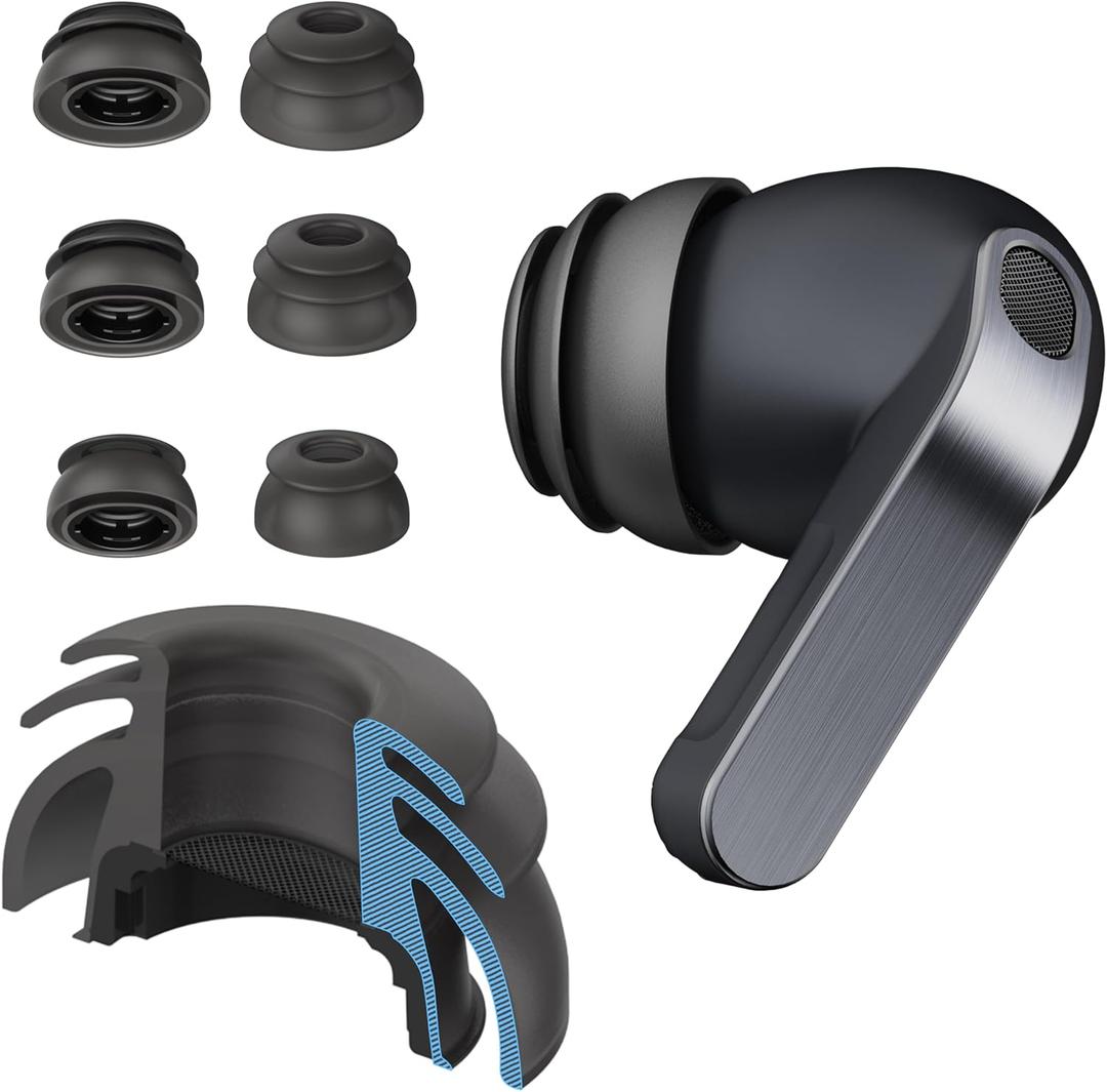Premium Multi-Flange Eartips for Galaxy Buds4 Pro – Always Fits, Never Slips (Black)
