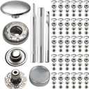 30Sets 15mm 831 Snap Fastener Stainless Steel Poppers Press Stud Cap Button for Bag Coats Marine Clothes Jackets Jeans Braccelets Silver (30 Sets with Tools)