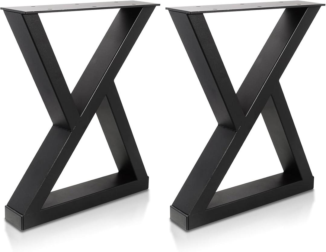 16 Inch Bench Legs Metal Table Legs Coffee Table Legs Heavy Duty Furniture Legs End Table Legs, Set of 2, Black (Double Triangle)