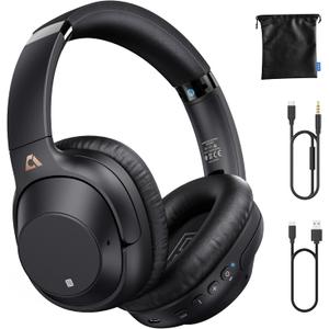 Bluetooth 5.2 Hybrid Active Noise Cancelling Headphones for Airplane Travel, 90H Playtime Wired and Wireless Over Ear ANC Headset for Adults, Android, Home Office