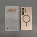 LEKEVO Magnetic for Samsung Galaxy S25 Ultra Case [Compatible with MagSafe][Built-in Camera Lens Protector] Slim Soft Silicone Bumper Shockproof Metallic Luster Phone Shell (Gold)