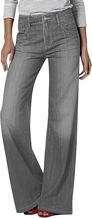 Women's High Waisted Wide Leg Jeans Loose Fit Straight Leg Denim Pants 2025 Trendy, M