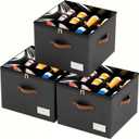 3 Pack Shoe Organizer for Closet, Foldable Shoe Storage Containers, Fits up to 24-48 Pairs, Shoe Storage Organizer Box Cubby Baskets Bins with Clear Cover and Reinforced Handles, Black