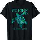 St John USVI Sea Turtle Retro Mens Womens Vacation Souvenir T-Shirt (Small, Black)