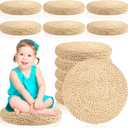 Barydat 6 Pcs Floor Cushions Round Large Pillow Seating Meditation Floor Pillow Boho Natural Woven Seat Cushion Japanese Tatami Cushion for Yoga Room Balcony Chair Pad, 15.75 Inch, 15.75 inches , 1.97-2.36 inches