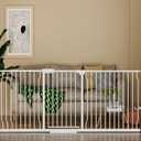 HOOEN Extra Wide Baby Gate for Doorways Stairs 86-105 Inch Wide Pressure Mounted Dog Gates for The House Walk Through Gates Indoor Safety Child Gates for Kids or Pets (86.3"-105") (White)