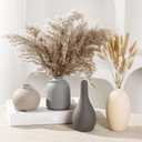 Ceramic Vase Set of 4 Small Vases Home Decor Modern Rustic Farmhouse Pottery Decorative Flower Vases for Pampas Grass Dried Fresh Flowers, Living Room, Bedroom, Table Centerpiece, Mantel, Shelf