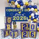 2 x Graduation Decorations 2026 Navy Blue and Gold Balloon Boxes, Class of 2026 GRAD Letters, Balloon Garland Kit, Congrats Grad Banner Photo Backdrop for High School & College Party Supplies
