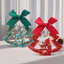 2 Pcs Crystal Mini Christmas Tree Decor 4.5" Christmas Tree Figurine Tabletop Decor Red Green Crystal Sequin Xmas Table Centerpiece Resin Xmas Gift Ornament for Holiday Party Fireplace Craft