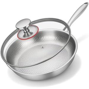 XTBSE Titanium Hammered Pan Pro with Lid, 2025 New Upgrade Non Stick Titanium Pans for Cooking, Ultra-Durable, Scratch-Resistant, Even Heating Frying pans, Compatible With All Cooktops (10 inch)