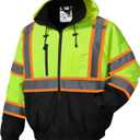 SKSAFETY High Visibility Reflective Jackets for Men, Waterproof Class 3 Safety Jacket with Pockets, Hi Vis Yellow Coats with Black Bottom, Mens Work Construction Coats for Cold Weather, XL,Yellow