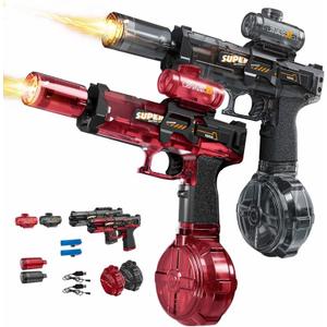 Electric Water Guns for Adults Kids, Automatic Squirt Gun with 26FT Range, Super Blaster Soaker High Capacity Pistol for Swimming Pool Party Toy ColorBlast LED Electric Water Gun (1BK+1R)