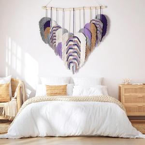 Amestrina Boho Tapestry for Bedroom, Boho Wall Decor for Bedroom, Large Wall Art for Living Room, Macrame Wall HangingWall Tapestry for Living Room (Purple)