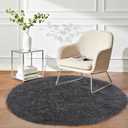 Small Round Rug 3ft, Fluffy Circle Rugs for Bedroom, Plush Shag Area Rug Non Slip, Modern Indoor Carpet for Living Room Kids Room Nursery Playroom Dorm Home Decor, Anthracite Gray