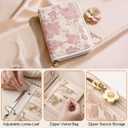 Travel Jewelry Organizer Booklet, A5 Portable Jewelry Case with 5 Pages & 12 Zippered Compartments, Removable Pages with PVC Windows for Necklaces Rings Earrings (Pink Butterfly)