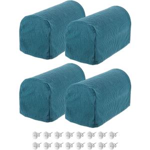 uxcell Stretch Armrest Covers Armchair Anti-Slip for Chairs Sofas Couch Arm Covers Recliner Sofa Peacock Blue 4 Pcs
