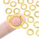 16 Pack Small Spring O Ring, Metal Key Ring Hook Mini Round Carabiner Clip for Dog Tag Clip Paracord Keyring Lanyard Keychain Ring Purse Charm Rings Clasps (11mm Gold) (3/8" (11mm) Inner Dia. ; Outer Dia. 18mm)