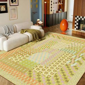 Kokia 9x12 Modern Geometric Washable Area Rug for Living Room Green Sage