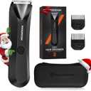 MAXGROOM Manscape Body Hair Trimmer for Men, IPX7 Waterproof Pubic & Groin Hair Trimmer- Electric Ball Shaver with LED Light, Ceramic Blade, USB Rechargeable & Travel Pouch