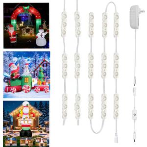 LED Module, Inflatable Toy Replacement Lights, White 20 Pack, 9.8ft, 2835 SMD, LED IP65 Waterproof Christmas Inflatable Lights for Letter Signs, with Adhesive Tape on The Back (Power Supply Included)