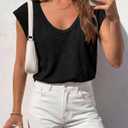 BTFBM Womens Tops Going Out Casual Loose Fit Summer Basic Tees 2026 V Neck T Shirts Trendy Blouse (Black, XL)