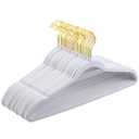 Premium Velvet Clothes Hangers Pack of 60, Heavy Duty - Non Slip - Velvet Suit Hangers with White - Gold Hook, 0.2 Inch Slim Space Saving Hangers for Suits, Pants, Shirts, and Dress (White)