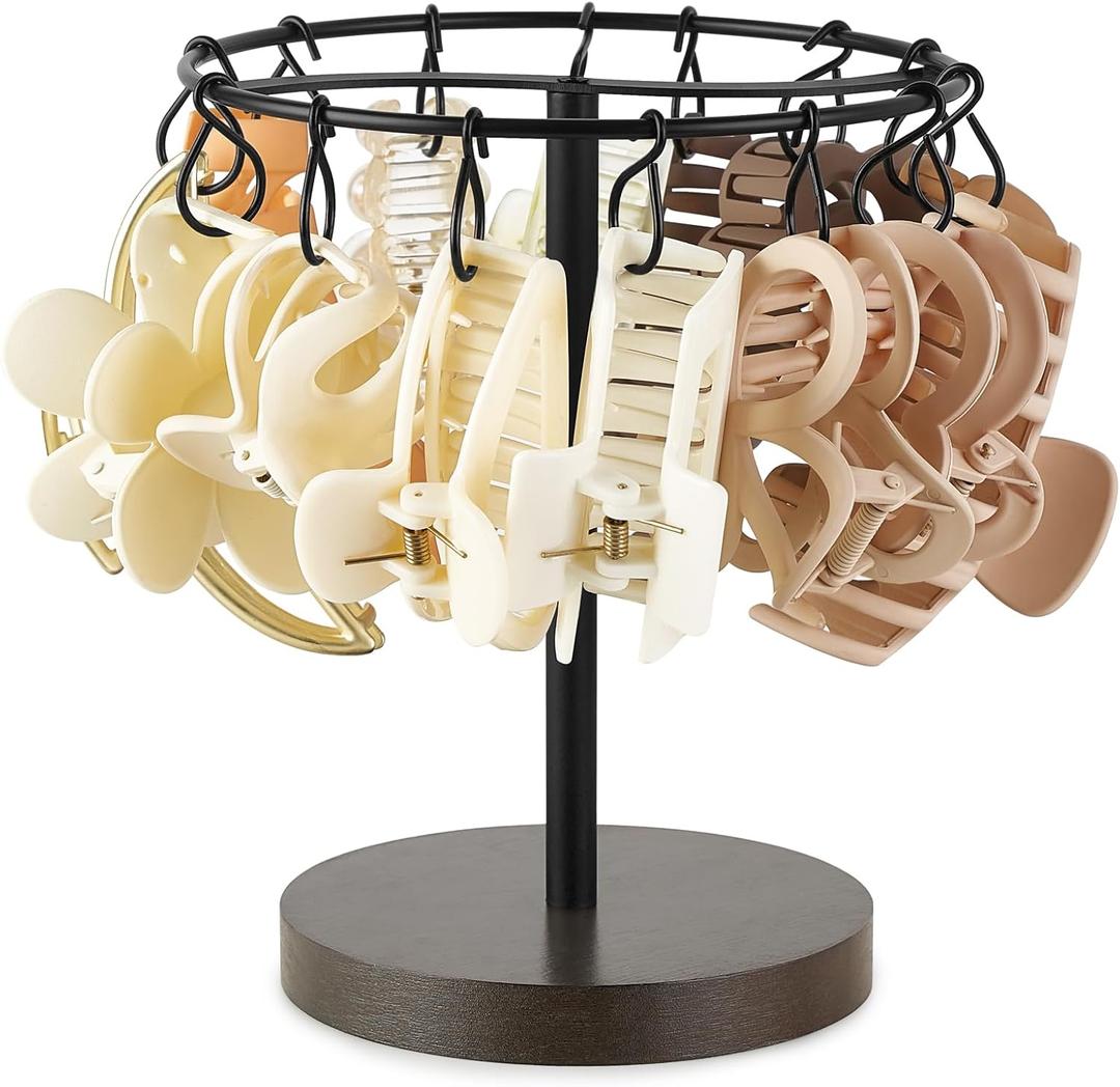 Dahey Metal Claw Clip Organizer Holder Stand Storage Display Hair Accessories Bedroom Bathroom College Dorm Room Decor for Women and Girls, Brown