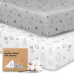 KeaBabies 2Pack Organic Crib Sheets for Boys, Girls  52x28 Fitted Crib Mattress Sheet Neutral, Breathable Jersey Cotton Cover for Baby Bed, Toddler Mattress, Soft & Cute Prints (Soft White)