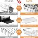 Stainless Steel Dish Drying Rack  304 Grade Dish Racks for Kitchen Counter with Utensil Holder & Adjustable Spout, Space-Saving Organizer, 16.5" x 11.8" x 5.3" White