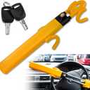 SEALIGHT Steering Wheel Lock Anti-Theft Car Device, Adjustable Steering Wheel Lock for Cars, Double Hooks & Heavy Duty Car Security Lock for Cars Trucks Vans SUV(with 2 Keys)