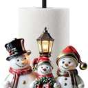 Thyle Winter Snowman Paper Towel Holder with Round Base Winter Bathroom Decor Rustic Snowman Family Dispenser Kitchen Paper Holder Stand for Christmas Xmas Countertop Toilet Home Accessories